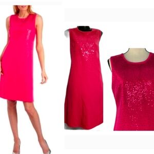 0329 Tahari Formal Sequined A line Dress